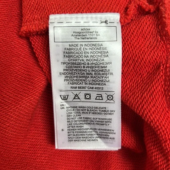 Adidas Red and White Logo Crewneck Sweatshirt Youth Sz Large - Picture 10 of 11